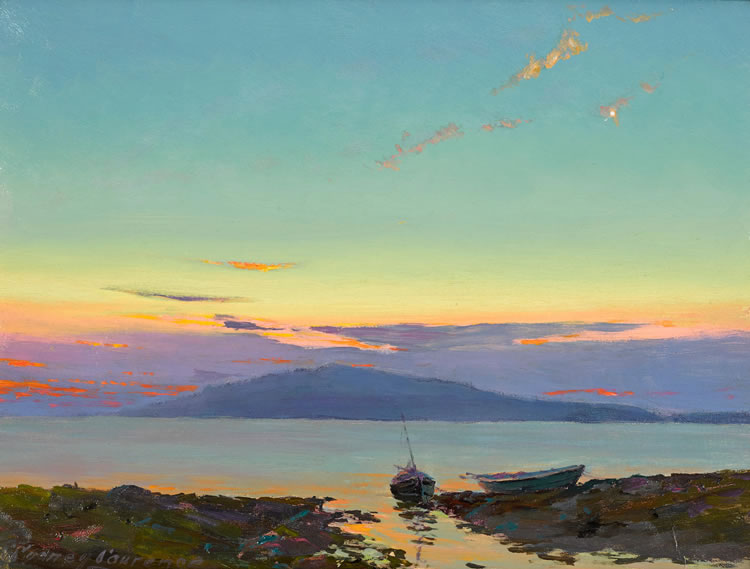 Boats at Sunset by Sydney Mortimer Laurence,A3(16x12")Poster