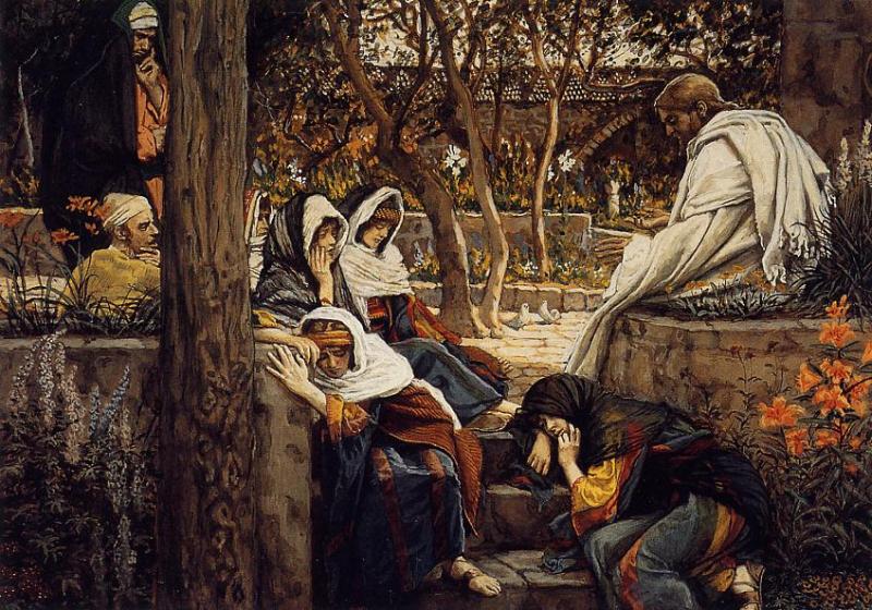 Jesus at Bethany, vintage artwork by James Tissot, 12x8" (A4) Poster