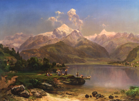 Lake Zeller with View of Kitzsteinhorn and Hohen Tenn, vintage artwork by Anton Hansch, A3 (16x12") Poster Print