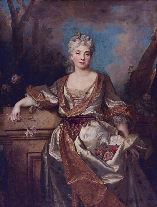 Jeanne-Henriette de Fourcy, Marquise de Puysegur, vintage artwork by Nicolas de Largillière, 12x8" (A4) Poster