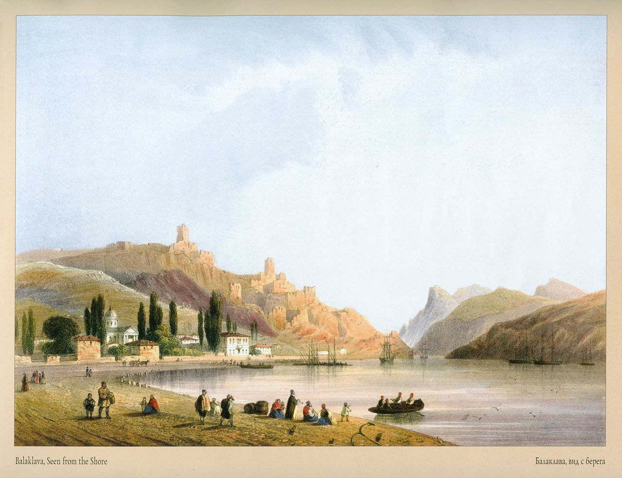 Balaklava, Seen from the Shore, vintage artwork by Carlo Bossoli, A3 (16x12") Poster Print