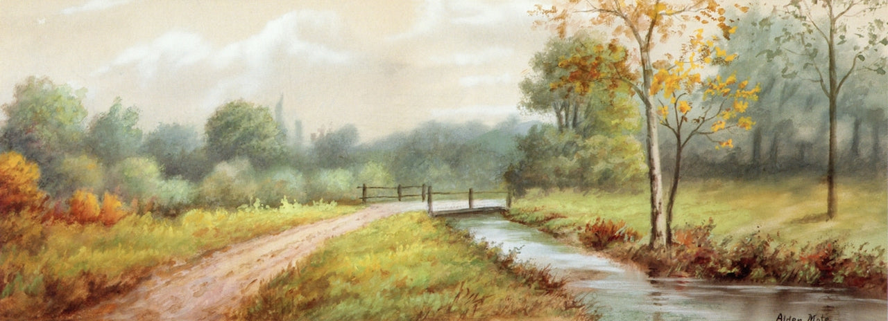 A Pleasant County Road, vintage artwork by William Alden Mote, 12x8" (A4) Poster