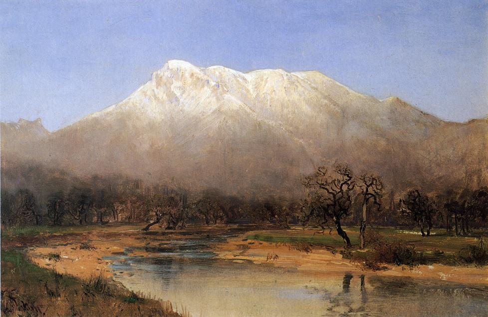 Mount St. Helena, Napa Valley, vintage artwork by Thomas Hill, 12x8" (A4) Poster