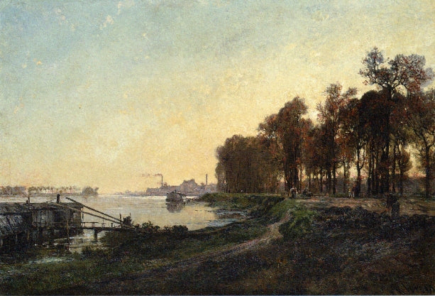 Beside the River, vintage artwork by Alexandre-Rene Vernon, 12x8" (A4) Poster