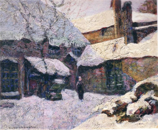 Farm in Bresouleilles, vintage artwork by Victor Charreton, 12x8" (A4) Poster