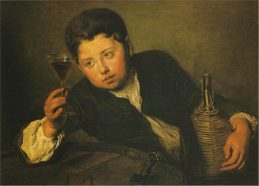 The young taster, vintage artwork by Philipe Mercier, 12x8" (A4) Poster