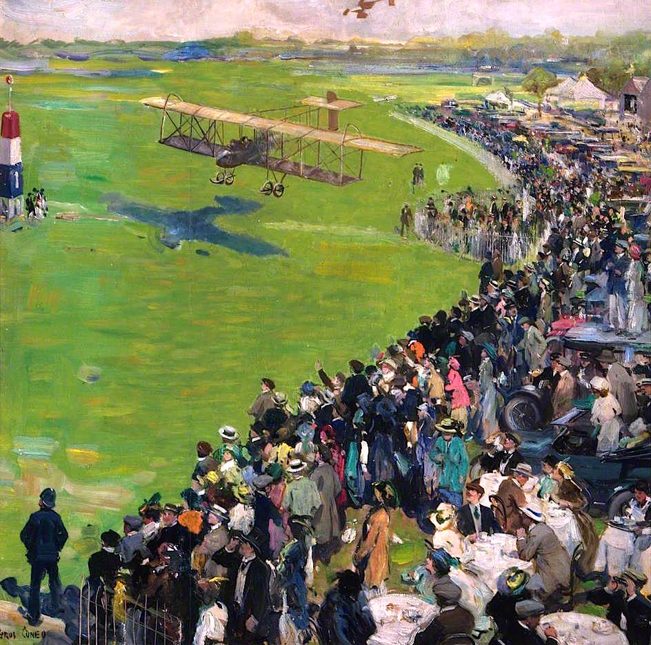 Hendon Aerodrome, The Paddock Enclosure by Cyrus Cuneo,16x12(A3) Poster