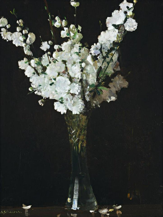 Apple Blossoms in a Vase, vintage artwork by Sir Arthur Streeton, 12x8" (A4) Poster