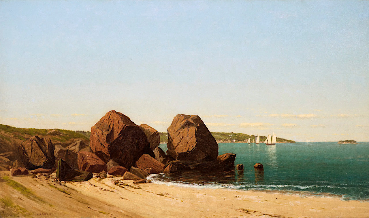 Half Moon Cove at Gloucester Bay, vintage artwork by James Renwick Brevoort, 12x8" (A4) Poster