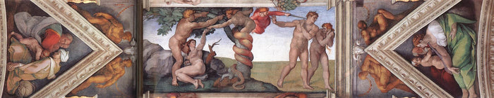 The fourth bay of the ceiling, vintage artwork by Michelangelo, A3 (16x12