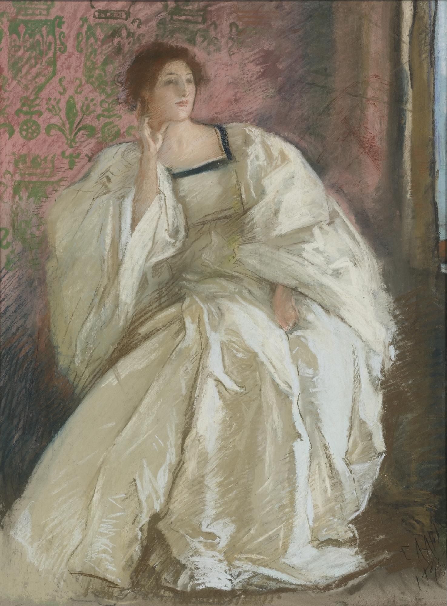 The Woman in White, vintage artwork by Edwin Austin Abbey, 12x8" (A4) Poster