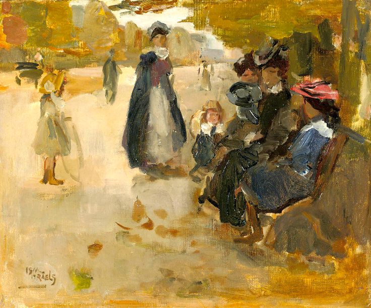 An Autumn Day in a Park in Paris, vintage artwork by Isaac Israels, 12x8" (A4) Poster