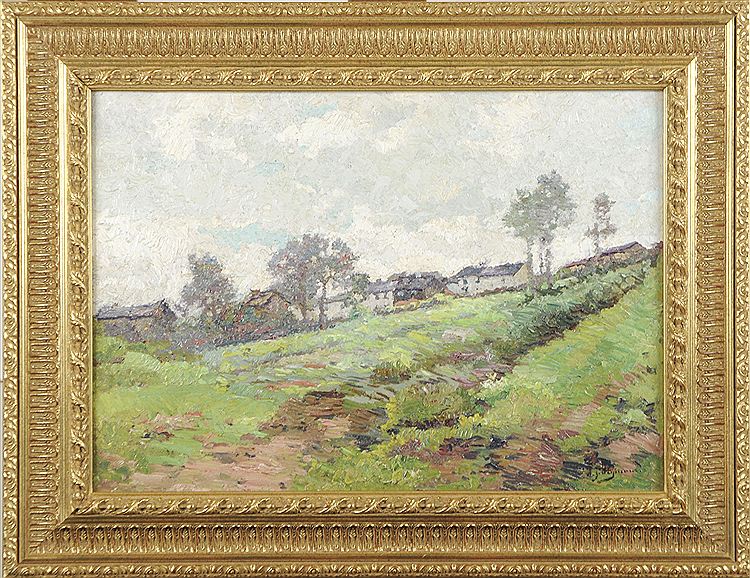 Village in the Ardennes, vintage artwork by Adrien Heymans, 12x8" (A4) Poster