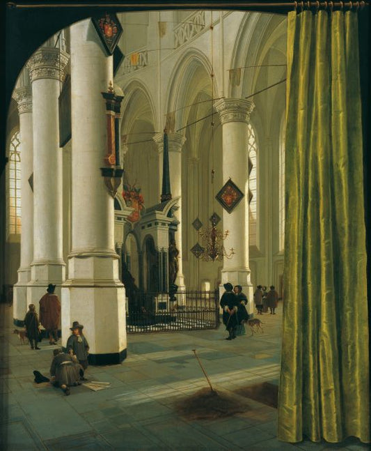 Interior of the New Church at Delft, vintage artwork by Hendrick Cornelisz van Vliet, 12x8" (A4) Poster