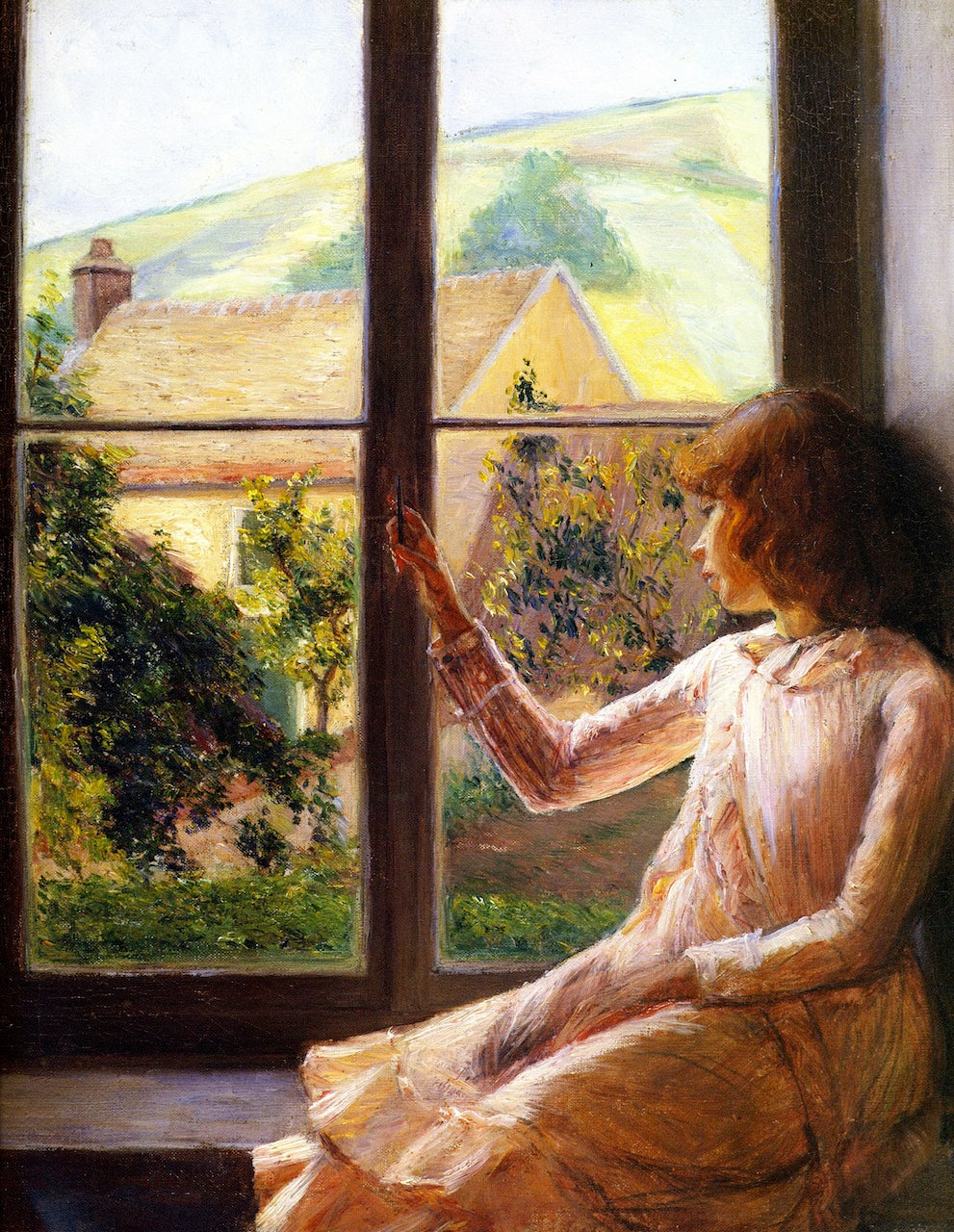 Child in Window, vintage artwork by Lilla Cabot Perry, 12x8" (A4) Poster