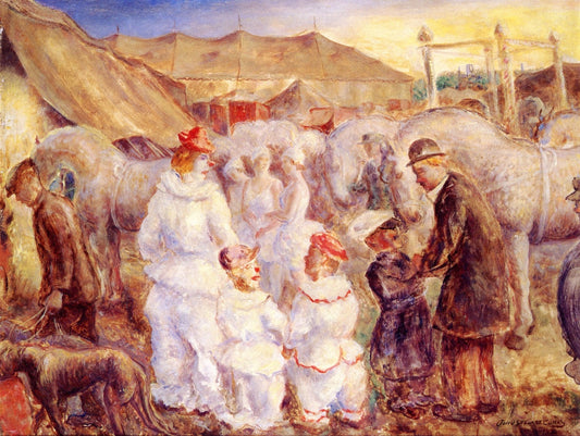 Circus Performers outside the Big Top, vintage artwork by John Steuart Curry, 12x8" (A4) Poster