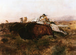 Buffalo Hunt # 10, vintage artwork by Charles Marion Russell, 12x8" (A4) Poster