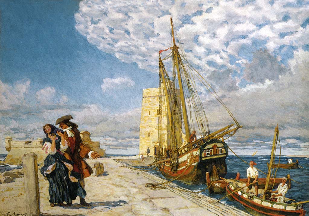 The Promenade on the Pier by Evgeny Lanceray,16x12(A3) Poster