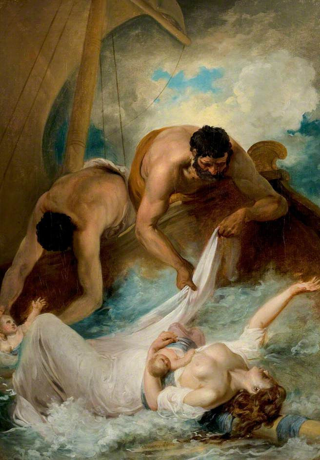 The Comedy of Errors, Act I, Scene 1, the Rescue of Aemilia from the Shipwreck, vintage artwork by Francis Wheatley, 12x8" (A4) Poster