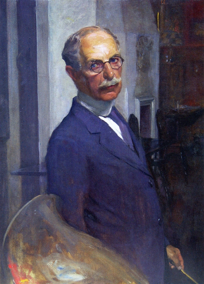Self Portrait in the Artist's Studio, vintage artwork by Ignaz Marcel Gaugengigl, 12x8" (A4) Poster