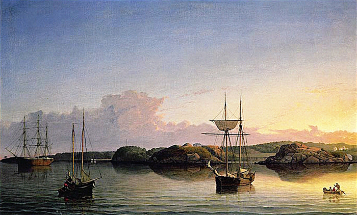 Stage Rocks and Western Shore of Gloucester Outer Harbor, vintage artwork by Fitz Henry Lane, A3 (16x12