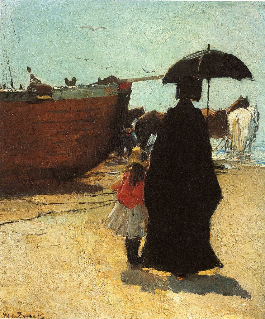 At the Beach, vintage artwork by Willem de Zwart, 12x8" (A4) Poster