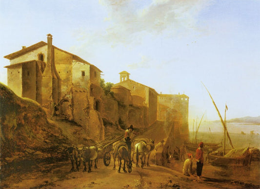 View of the Ripa Grande, Rome, vintage artwork by Jan Both, 12x8" (A4) Poster