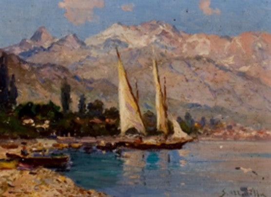Marina con veleros by Segundo Matilla Marina,A3(16x12")Poster