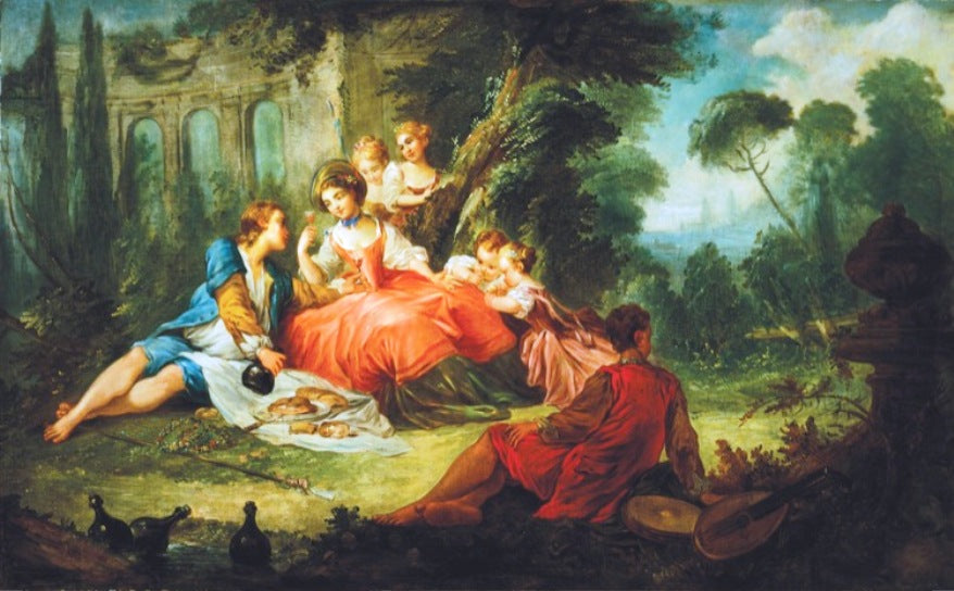 Fete Champetre, vintage artwork by Jean-Baptiste Deshays de Colleville, 12x8" (A4) Poster