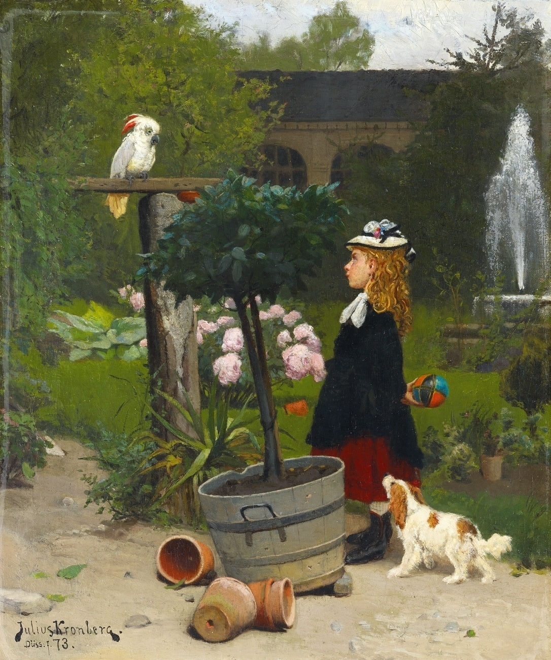 The New Playmate (Der neue spielkamerad), vintage artwork by Julius Johann Ferdinand Kronberg, 12x8" (A4) Poster