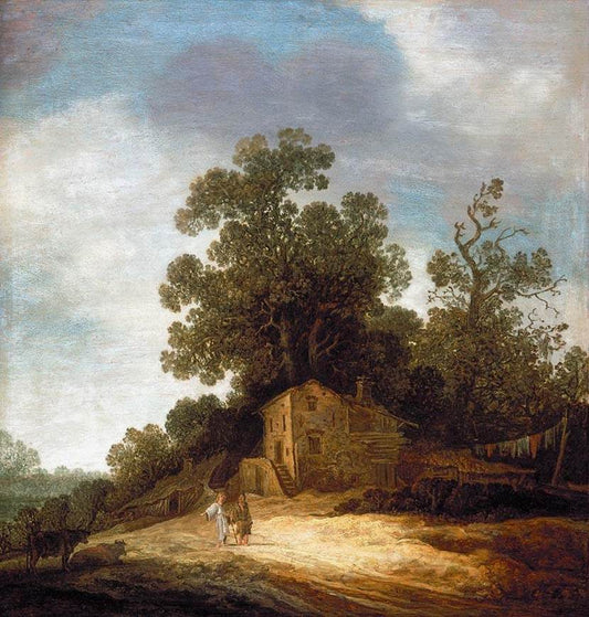 Pastoral Landscape with Tobias and the Angel, vintage artwork by Pieter de Molijn, 12x8" (A4) Poster
