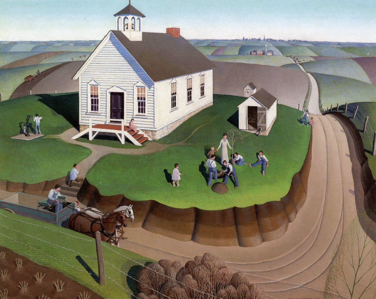 Arbor Day, vintage artwork by Grant Wood, 12x8" (A4) Poster