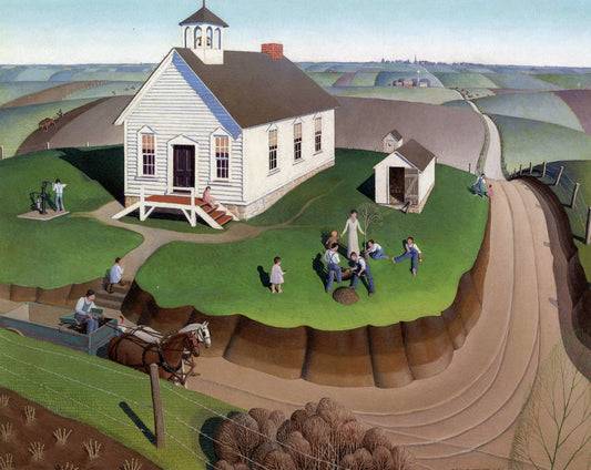 Arbor Day, vintage artwork by Grant Wood, 12x8" (A4) Poster
