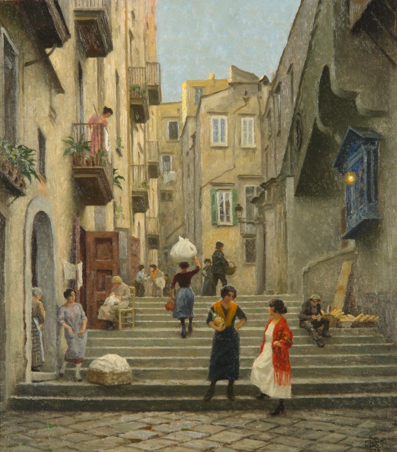 Naples street scene by Paul-Gustave Fischer,A3(16x12")Poster