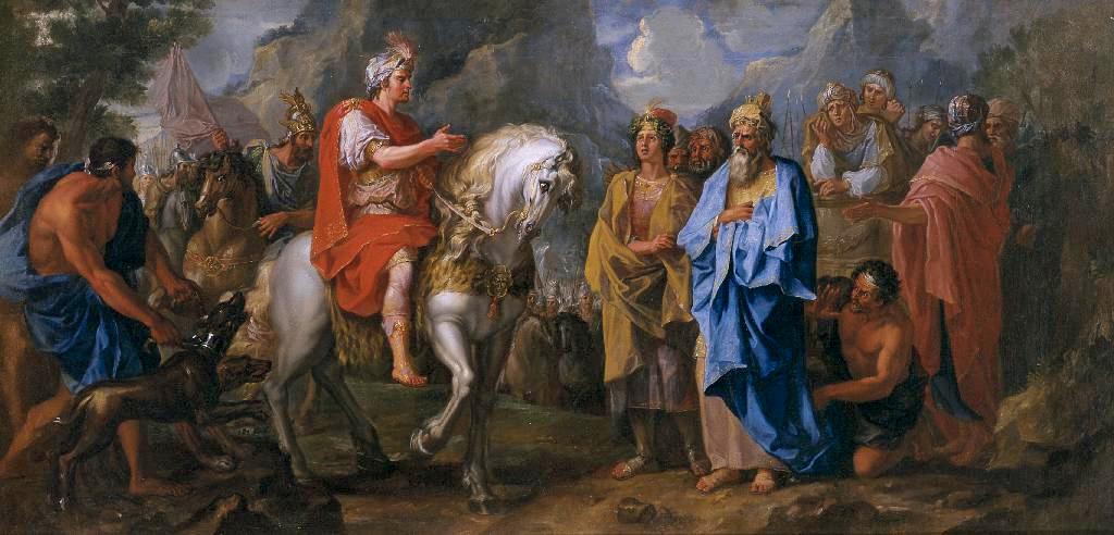 Cyrus and the King of Armenia, vintage artwork by Noël Coypel I, 12x8" (A4) Poster