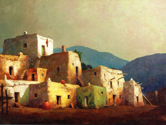 Taos Pueblo, vintage artwork by Will Sparks, 12x8" (A4) Poster