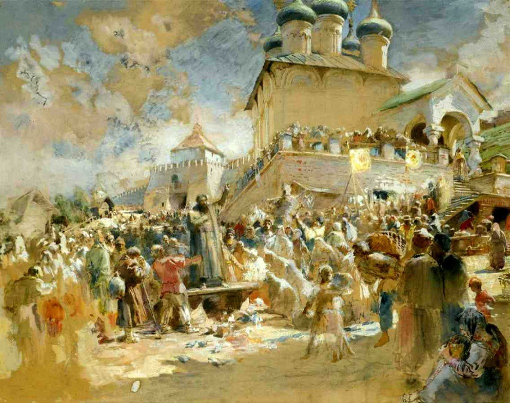 Appeal of Kuzma Minin - Study, vintage artwork by Konstantin Yegorovich Makovsky, 12x8" (A4) Poster