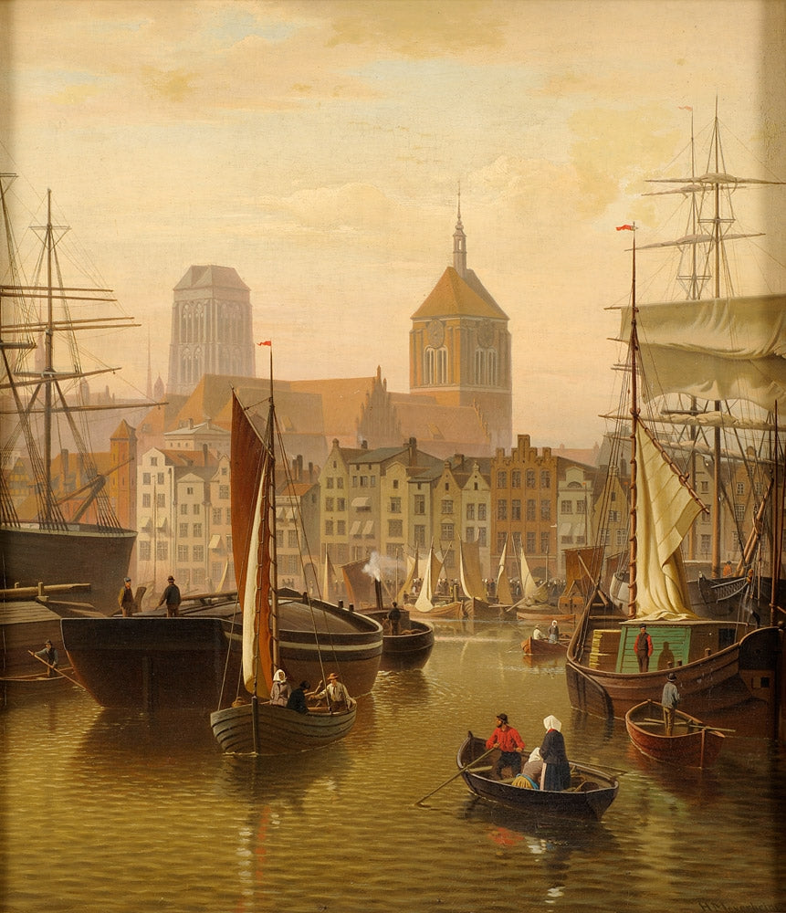 The Motlawa River in Gdansk, vintage artwork by Hermann Meyerheim, A3 (16x12") Poster Print