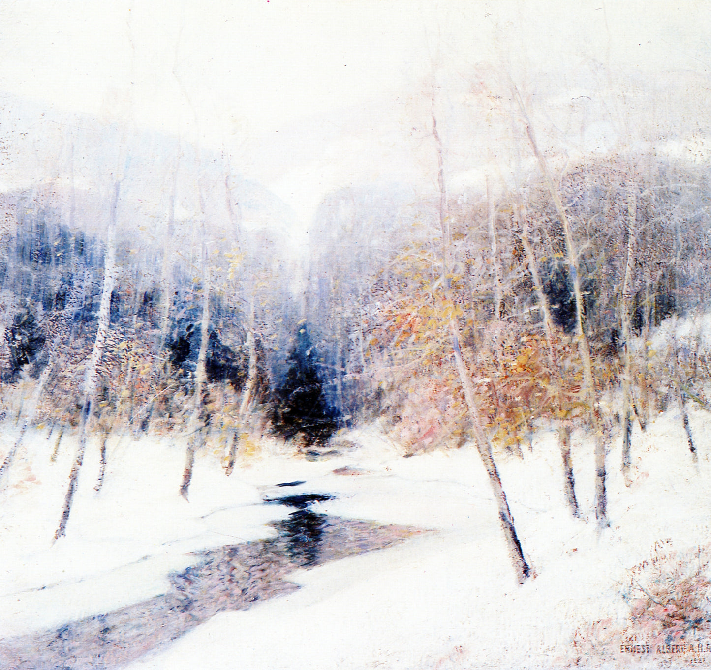 Snowfall, vintage artwork by Ernest Albert, 12x8" (A4) Poster