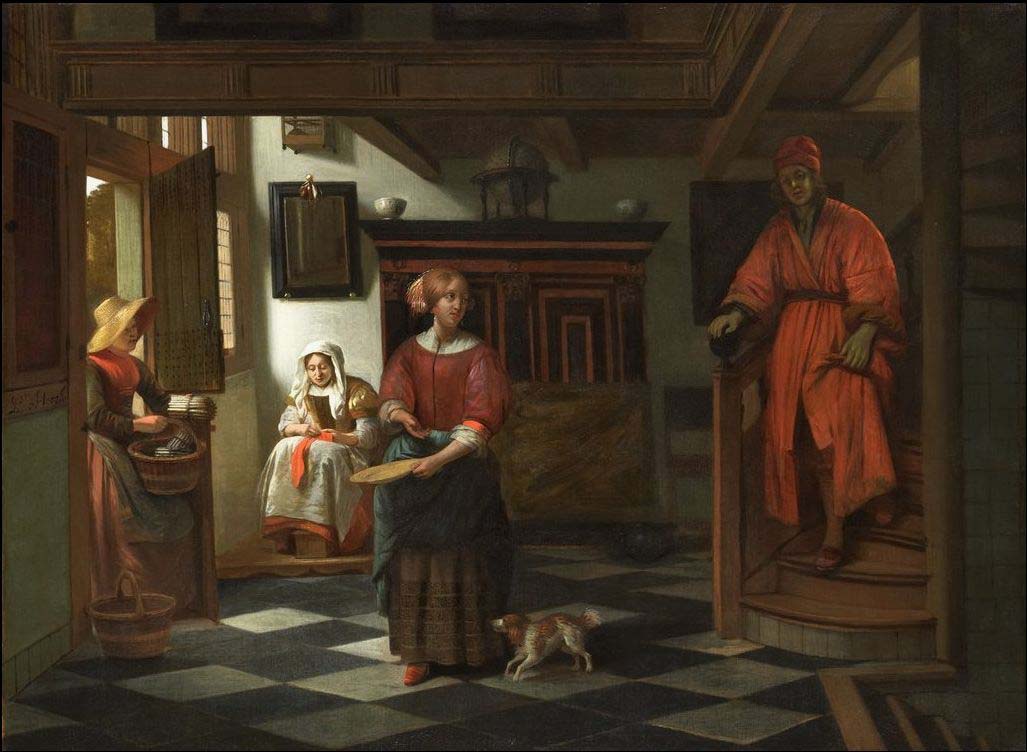 The Asparagus Vendor, vintage artwork by Pieter de Hooch, 12x8" (A4) Poster