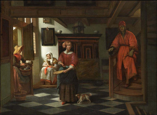 The Asparagus Vendor, vintage artwork by Pieter de Hooch, 12x8" (A4) Poster