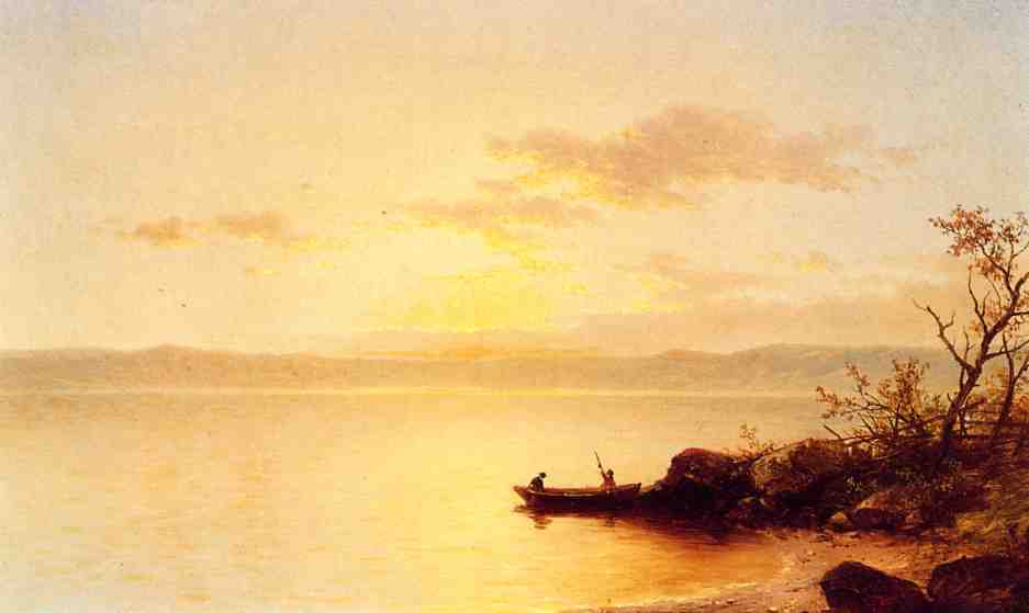 Lake at Sunset, vintage artwork by John W. Casilear, A3 (16x12") Poster Print
