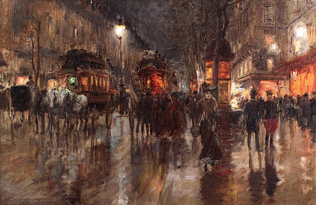  Boulevards Busy with Carriages and Figures by Georges Stein,A3(16x12")Poster