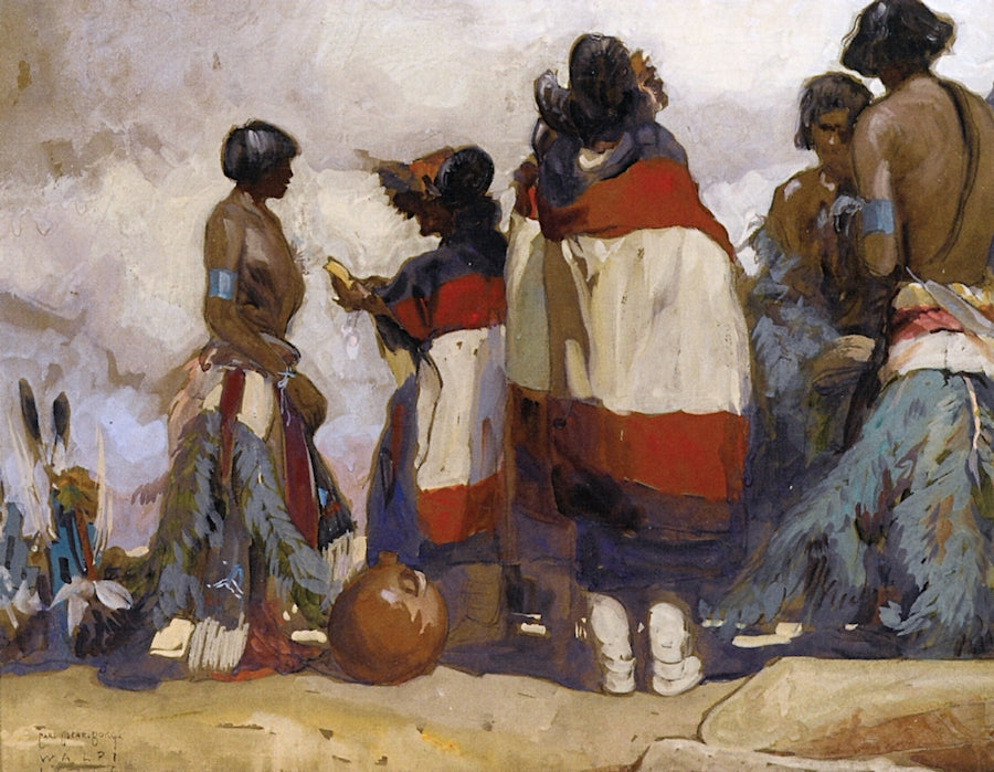 Walpi Women, vintage artwork by Carl Oscar Borg, 12x8" (A4) Poster