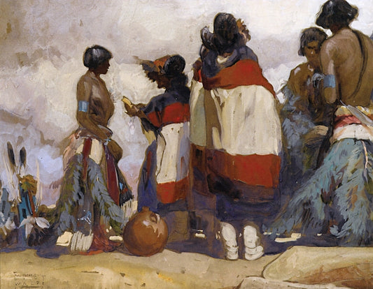Walpi Women, vintage artwork by Carl Oscar Borg, 12x8" (A4) Poster