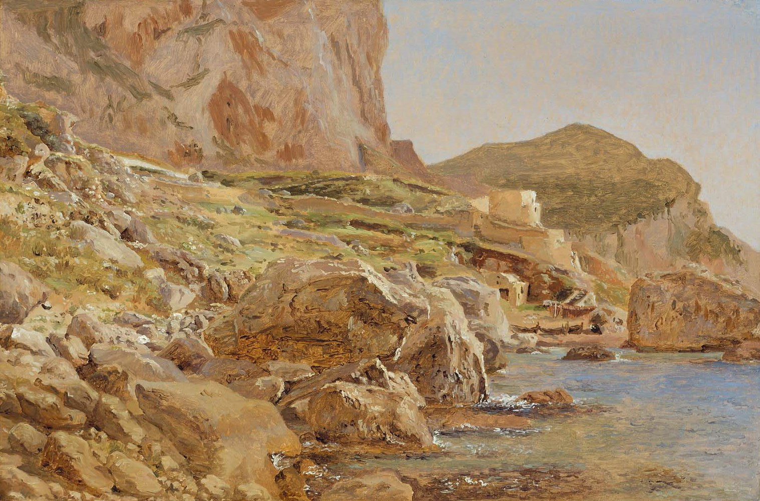 Marina Piccola, Capri, vintage artwork by Christen Købke, A3 (16x12") Poster Print