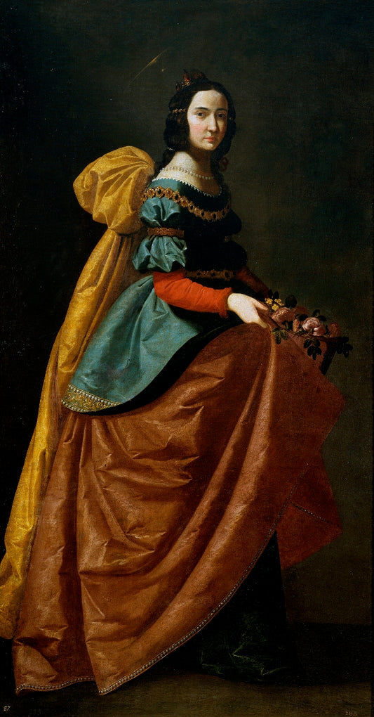Saint Elizabeth of Portugal, vintage artwork by Francisco de Zurbarán, 12x8" (A4) Poster