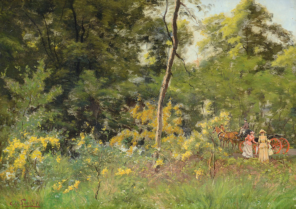 On the Edge of Woods, vintage artwork by Giuseppe De Sanctis, 12x8" (A4) Poster