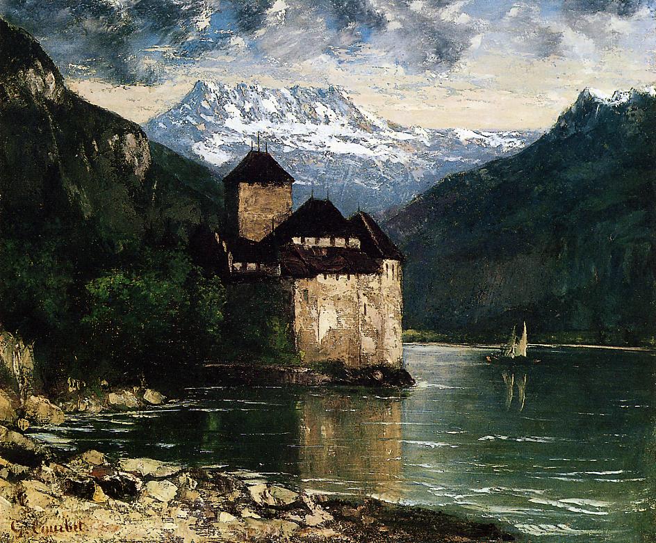 Chateau de Chillon, vintage artwork by Gustave Courbet, A3 (16x12") Poster Print