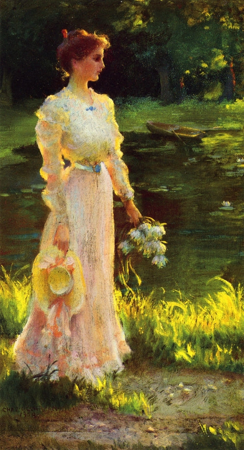 By the Lily Pond by Charles Courtney Curran,A3(16x12")Poster